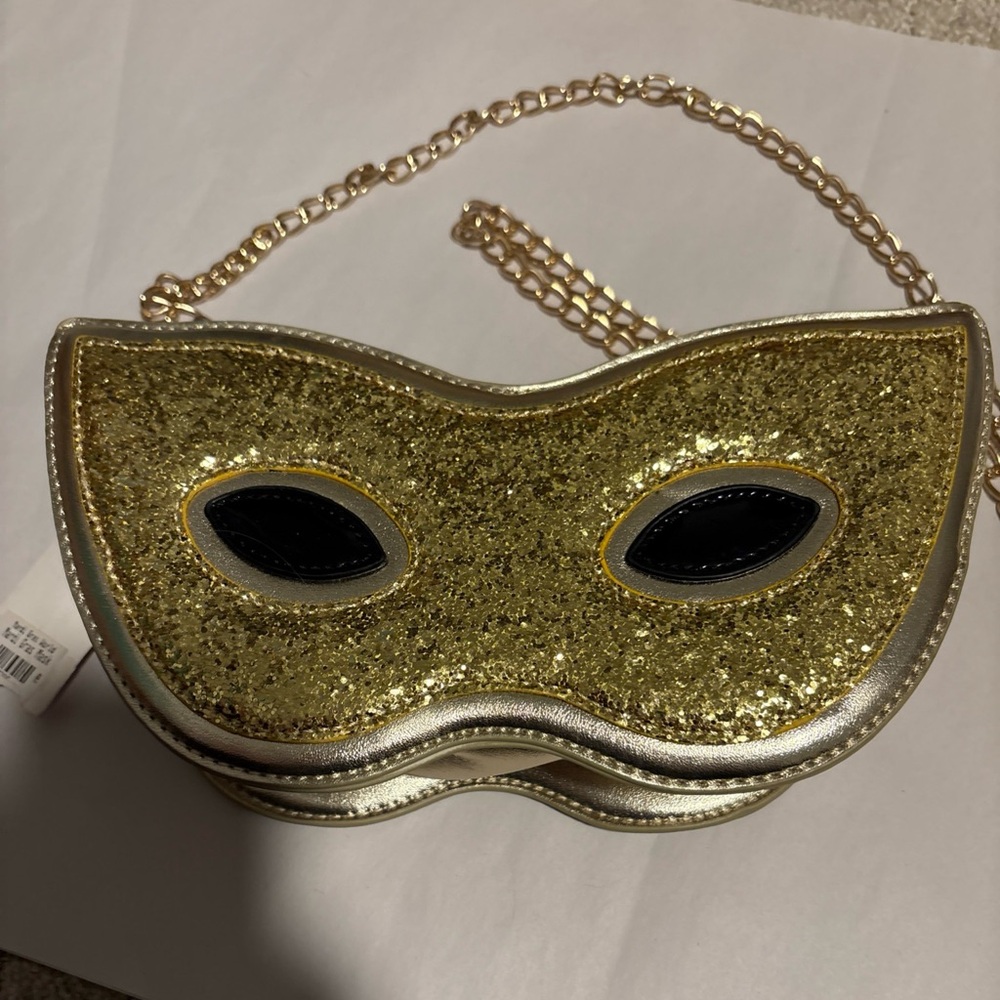 Golden lily Mardi Gras mask crossbody bag purse gold